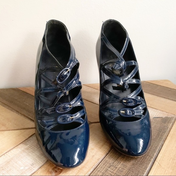 Chanel Blue & Gold Strappy Mary Janes - Picture 5 of 16